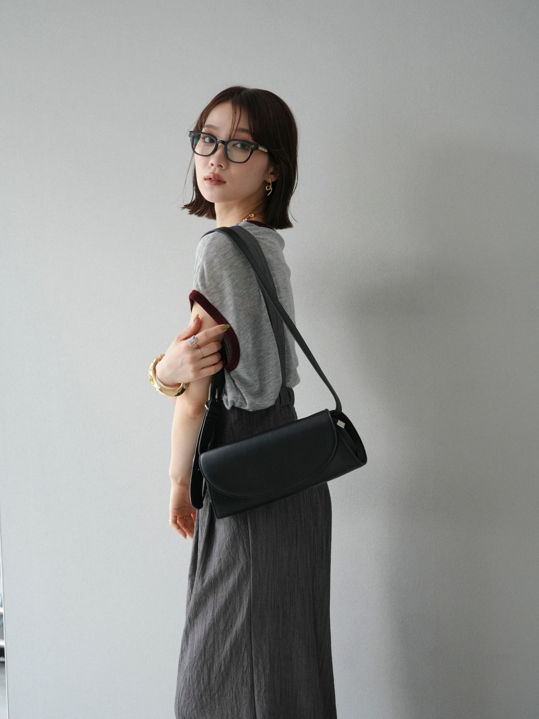 [SET]ストリングデザインハイウエストサロペット+シアーフライス ロゴプリントT (2set)