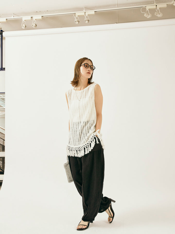 [予約]リネンライクベイカーバルーンパンツ/ブラック