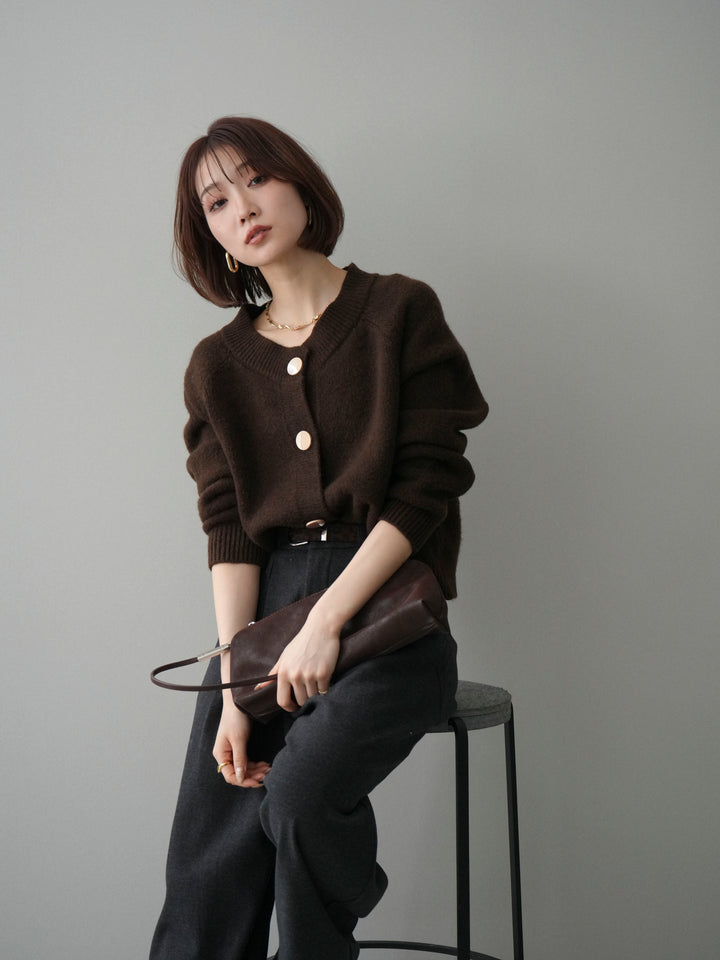 [予約]BIGボタンニットカーディガン/brown