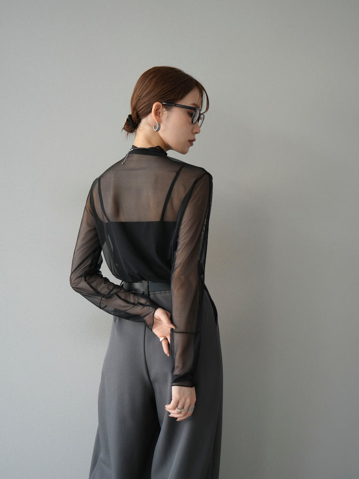 [予約]シアーパイピングカットソー/ブラック×ブラック