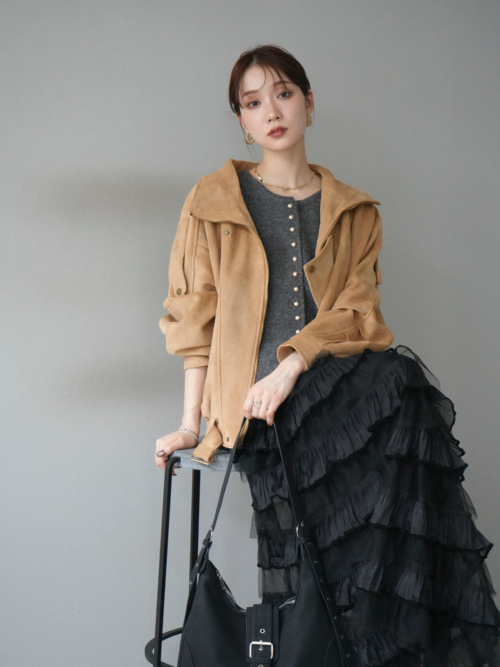 [予約]スエードライダースジャケット/ベージュ