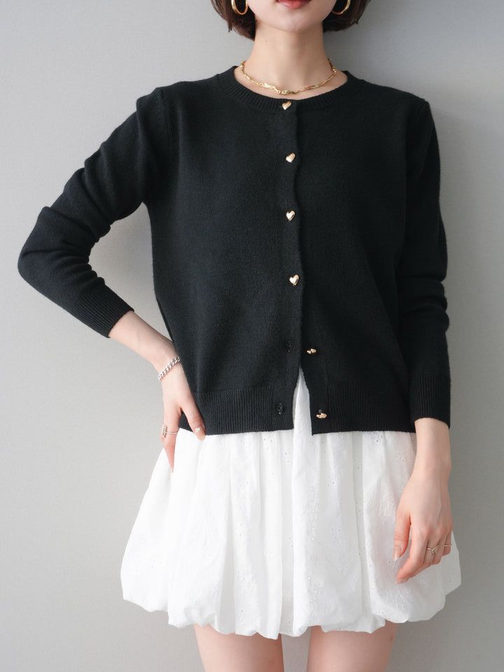 [SET]ハートボタンニットカーディガン+ハートボタンニットカーディガン(2set)