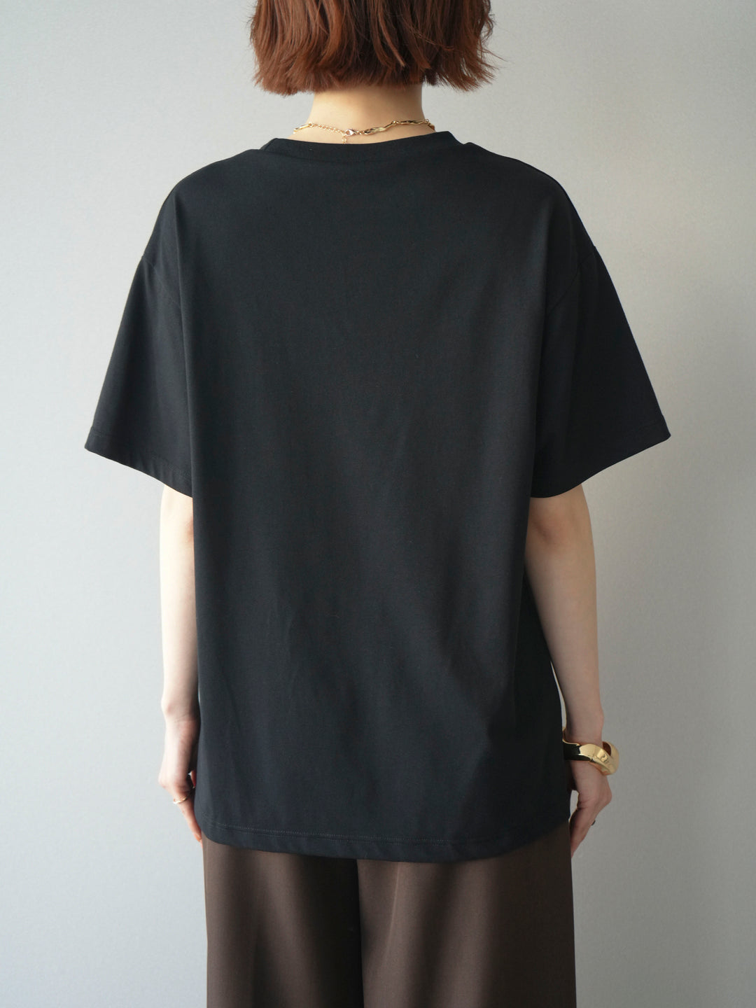 【預購】蕾絲圖案印花T卹/黑色