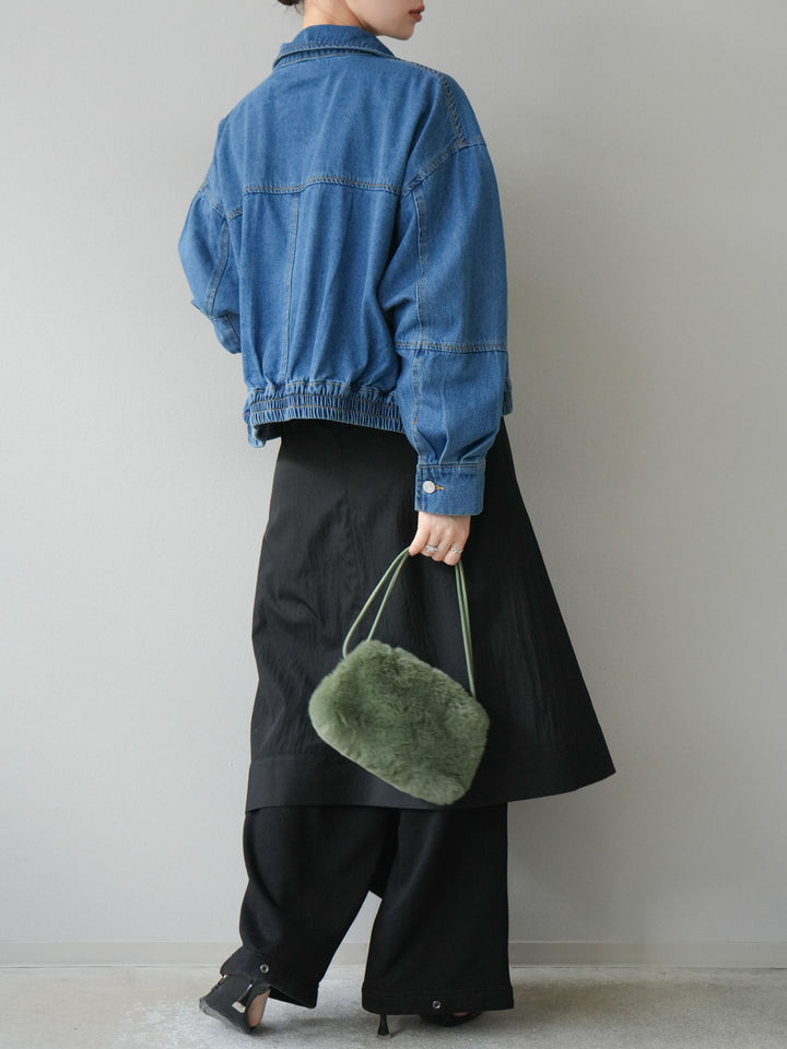 [予約]ZIPポケットデニムショートブルゾン/ブルー