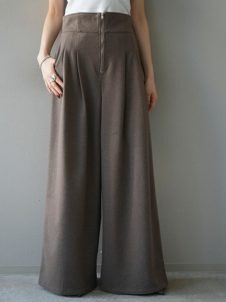 [予約]ウールタッチフロントジップパンツ/mocha