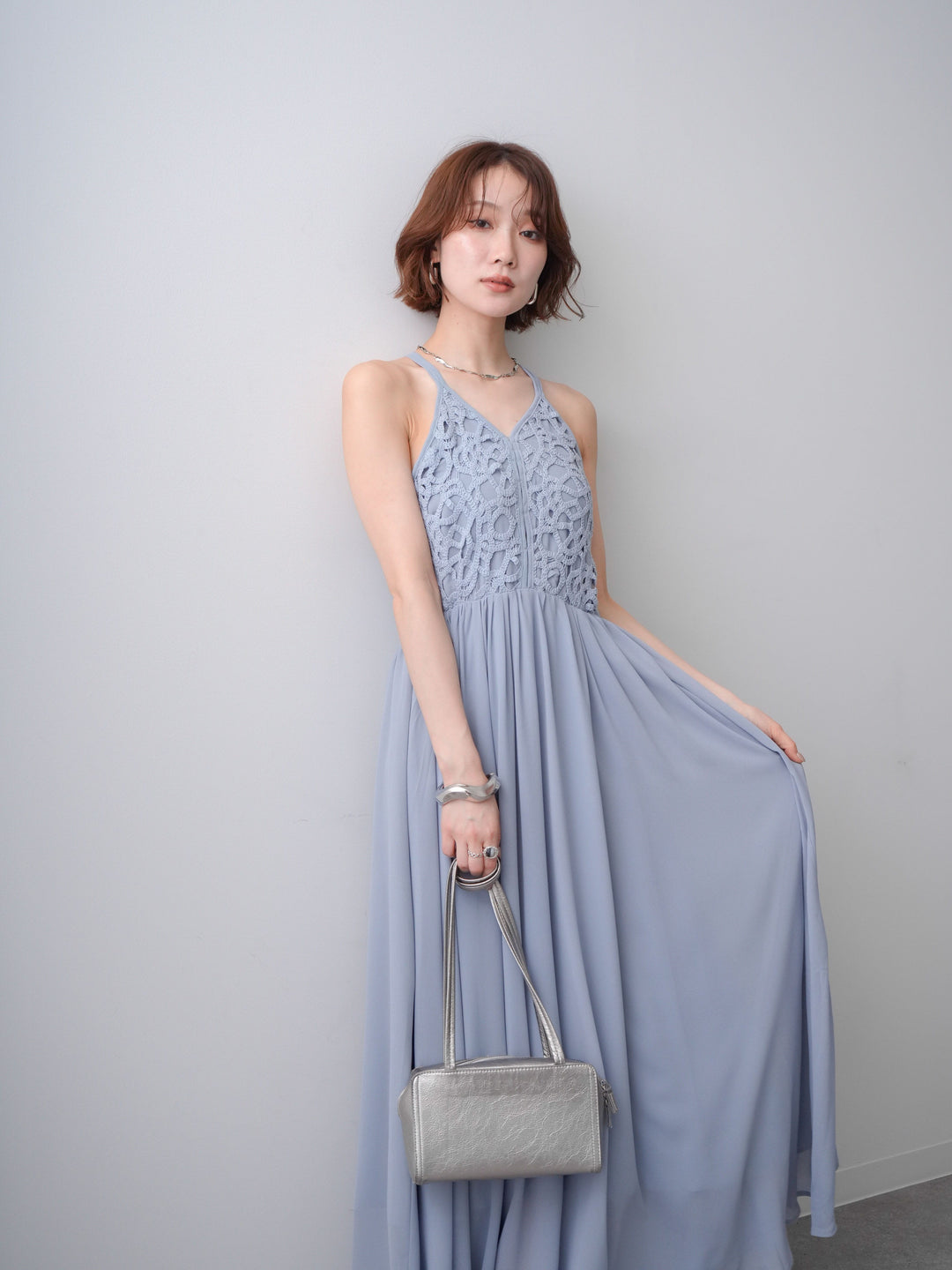 [SET]クロシェシフォンキャミワンピース+選べるアクセセット(2set)