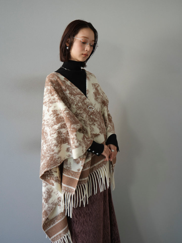 [SET]アブストラクト柄ストールポンチョ+選べるアクセセット(2set)