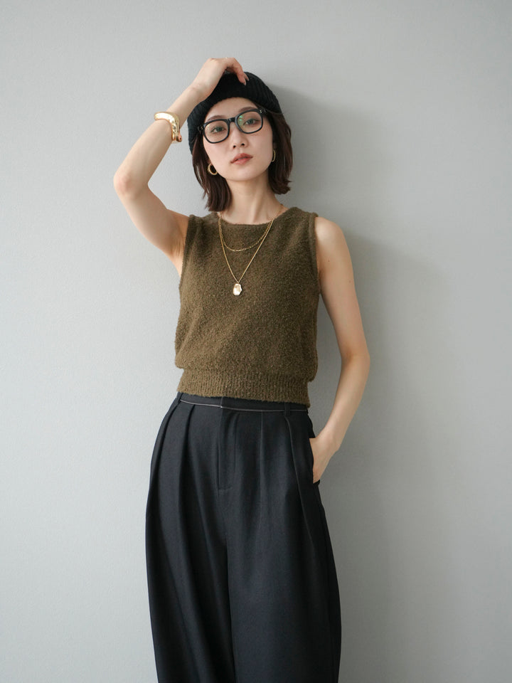 [予約]ブークレニットタンクトップ/カーキ