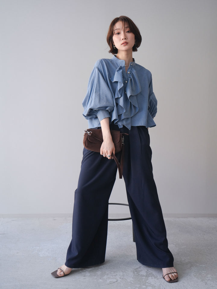 [SET]ラッフルフレアショートブラウス+ラッフルフレアショートブラウス(2set)