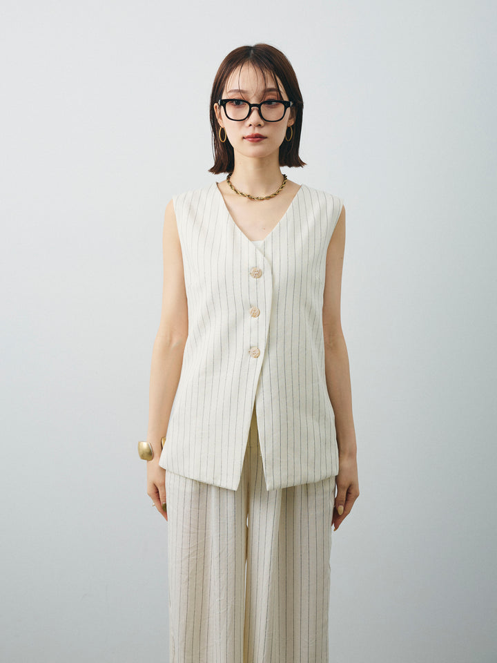 [SET] 條紋背心＆寬褲SET UP（2件套）