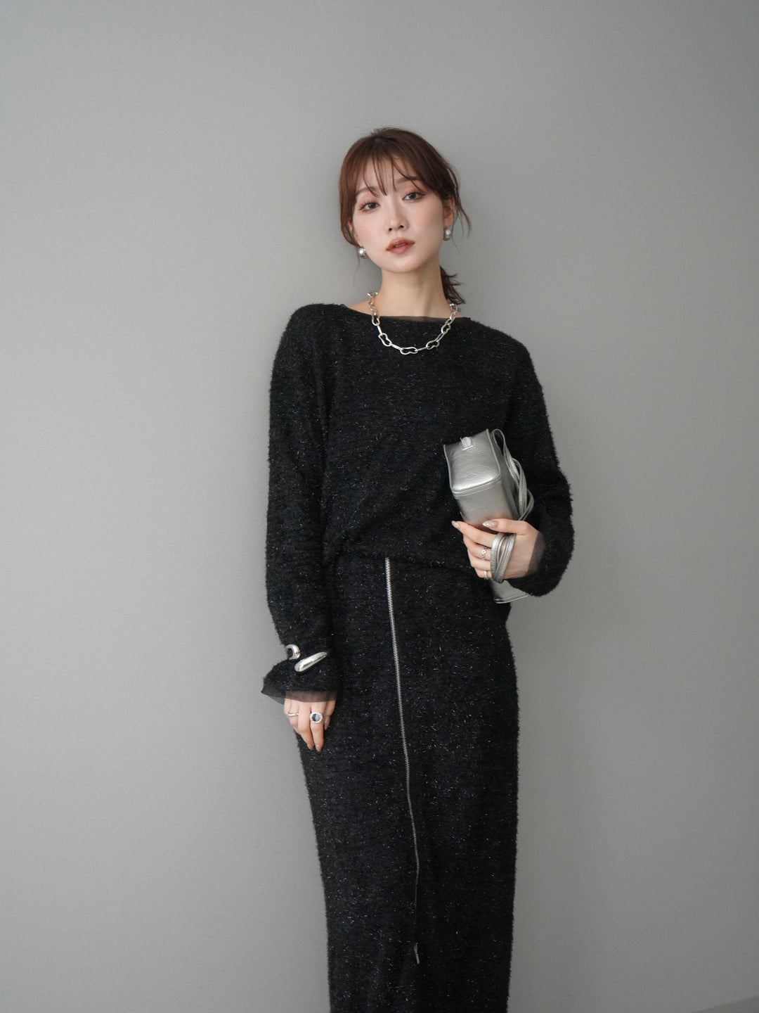 [SET]ラメシャギートップス+選べるアクセセット(2set)