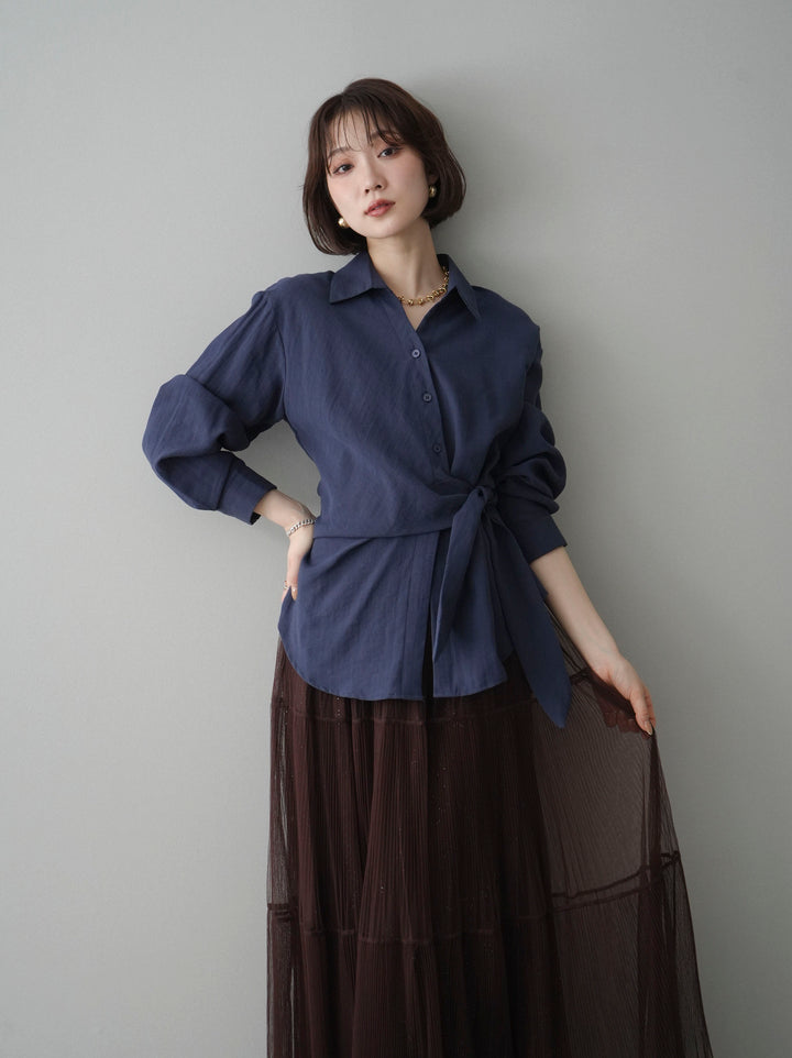 [予約]フロントアシンメトリーブラウス/blue