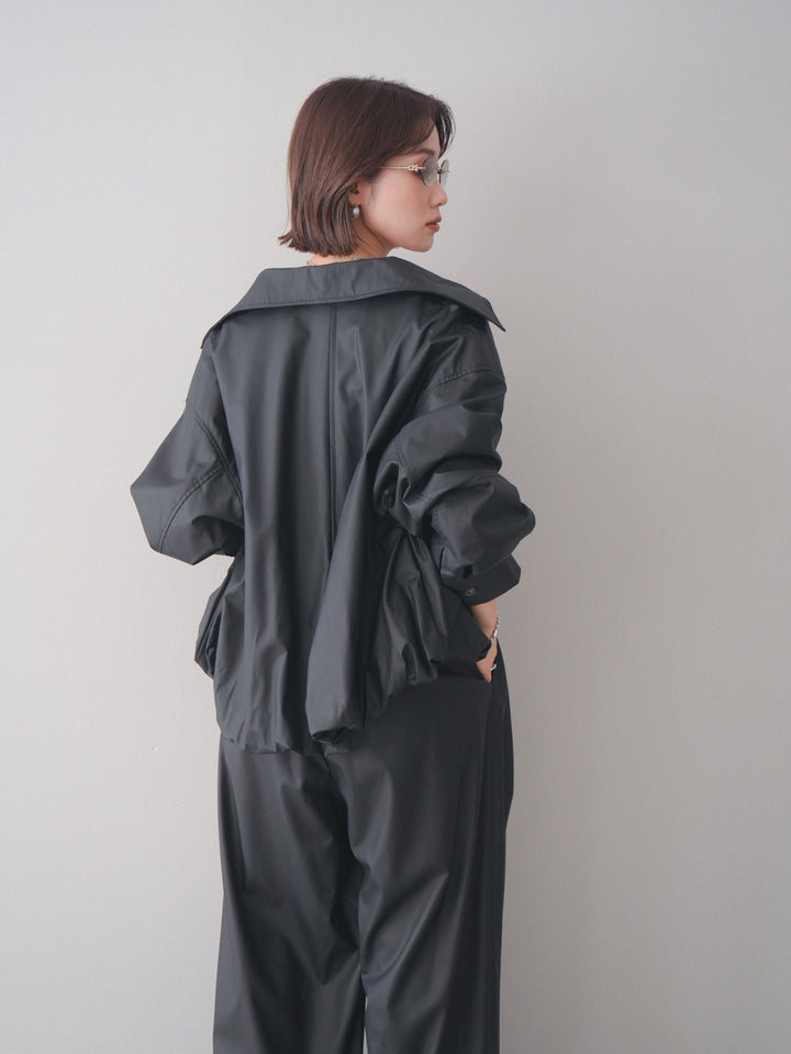 [予約]ウォッシャブルフェイクレザーバルーンジャケット/black