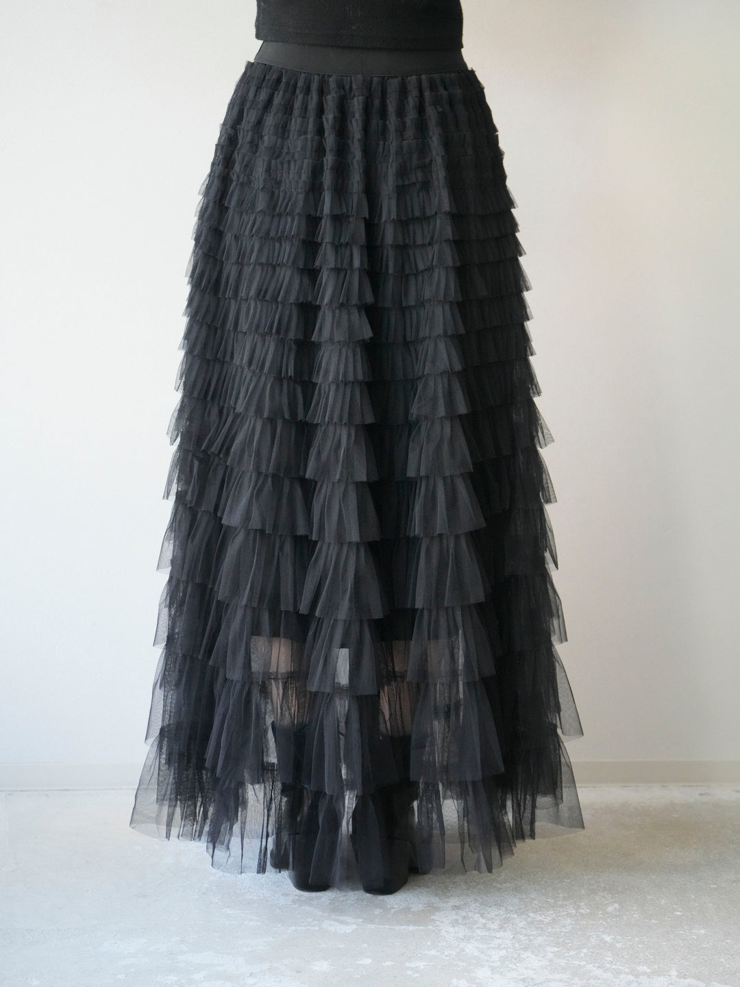 [予約]チュールティアードスカート/ブラック