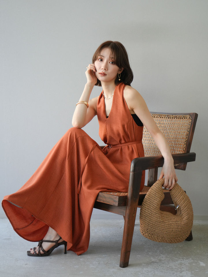 【預購】環形設計不均勻染色洋裝/橘色