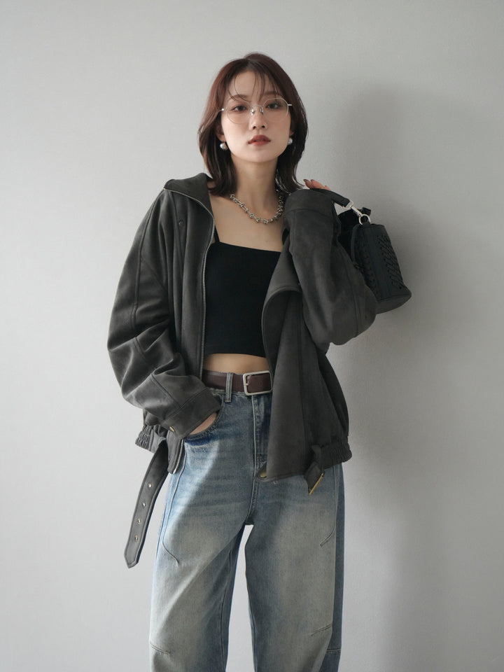 [予約]スエードライダースミドルジャケット/black