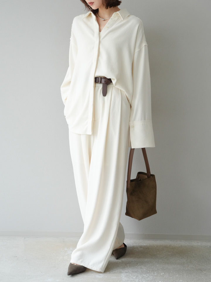 [予約]ネップワイドパンツ/アイボリー