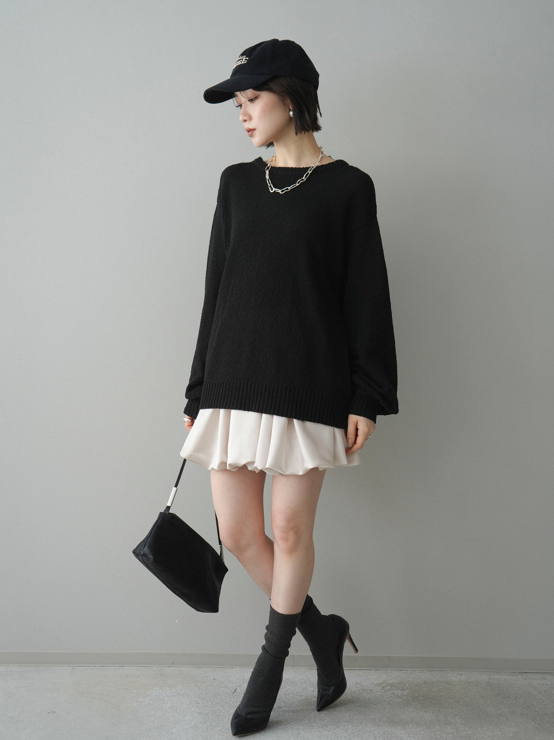 [予約]サテンバルーンミニスカート/ivory