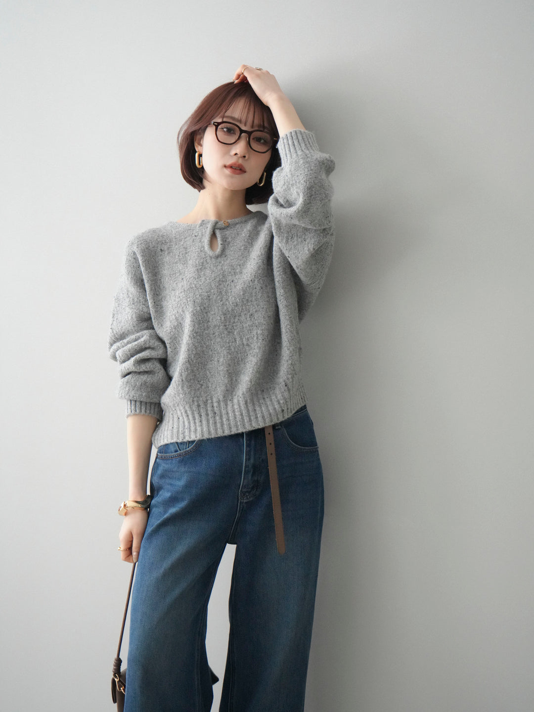 [SET]ツイストネックラメネップヤーンニットプルオーバー+ツイストネックラメネップヤーンニットプルオーバー(2set)