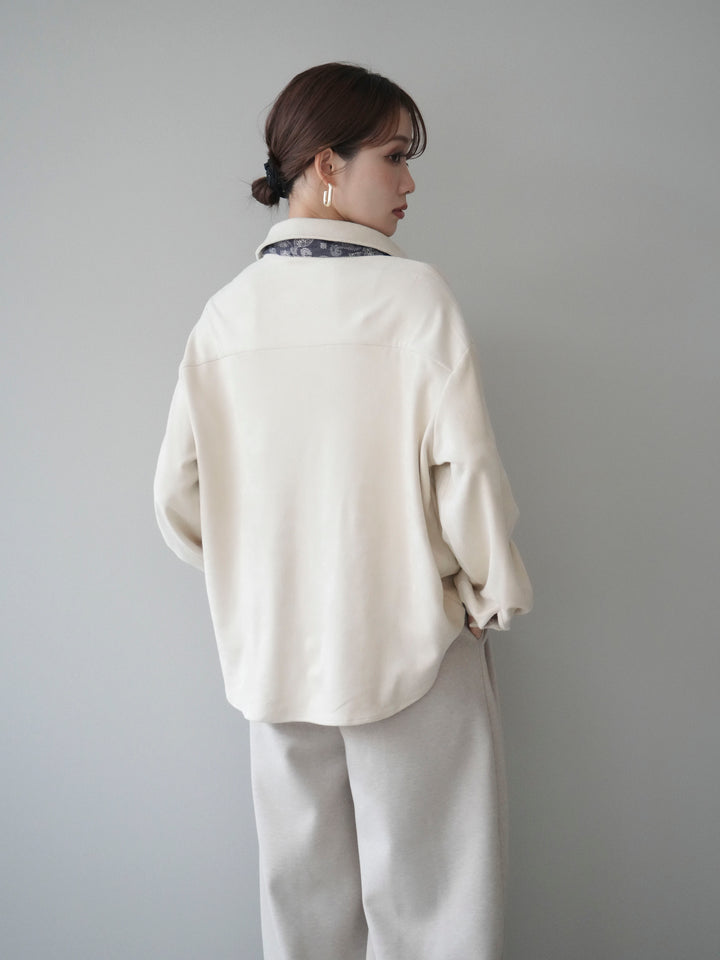 [予約]スカーフ付きスエードシャツ/ivory