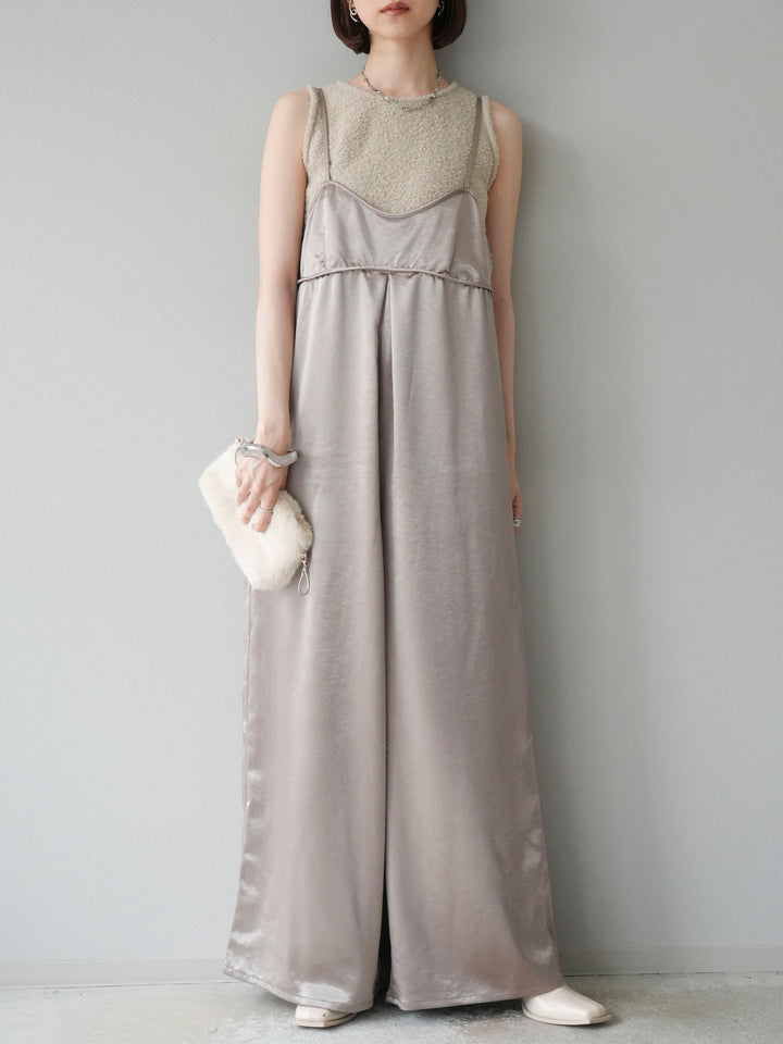 [予約]サテンビスチェオールインワン/グレージュ