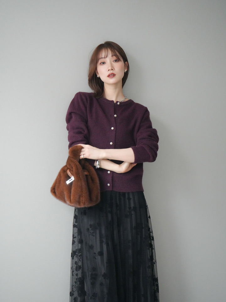 [SET]アンティークボタンニットカーディガン+選べるアクセセット(2set)