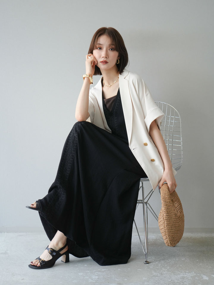 [予約]ゴールドボタンハーフジャケット/アイボリー