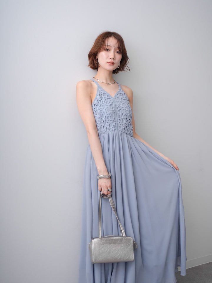 [予約]クロシェシフォンキャミワンピース/lightblue