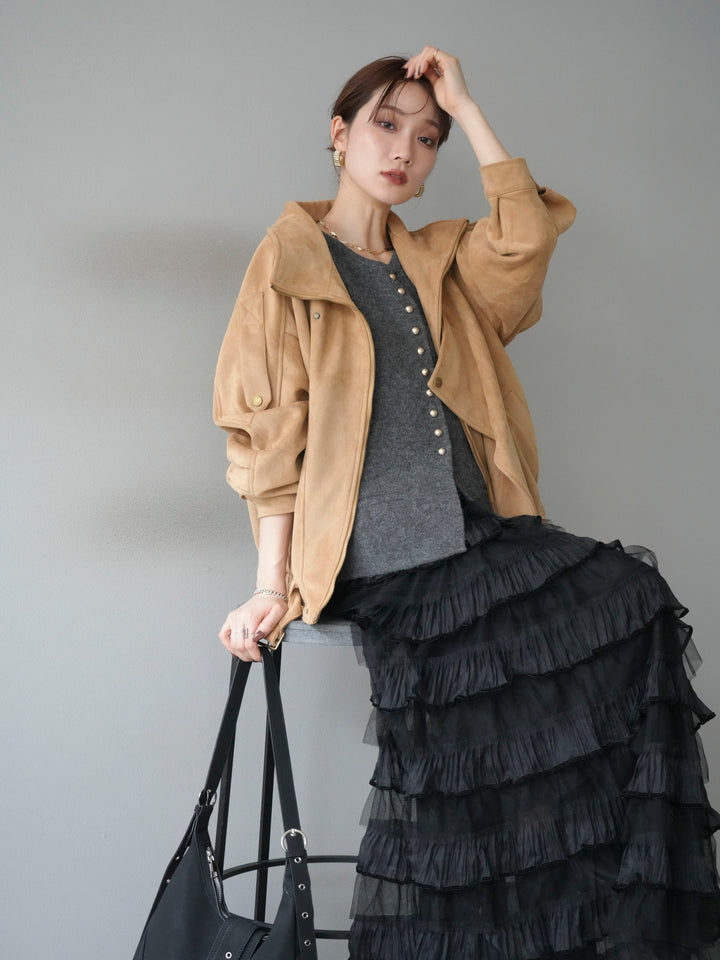 [予約]スエードライダースジャケット/ベージュ