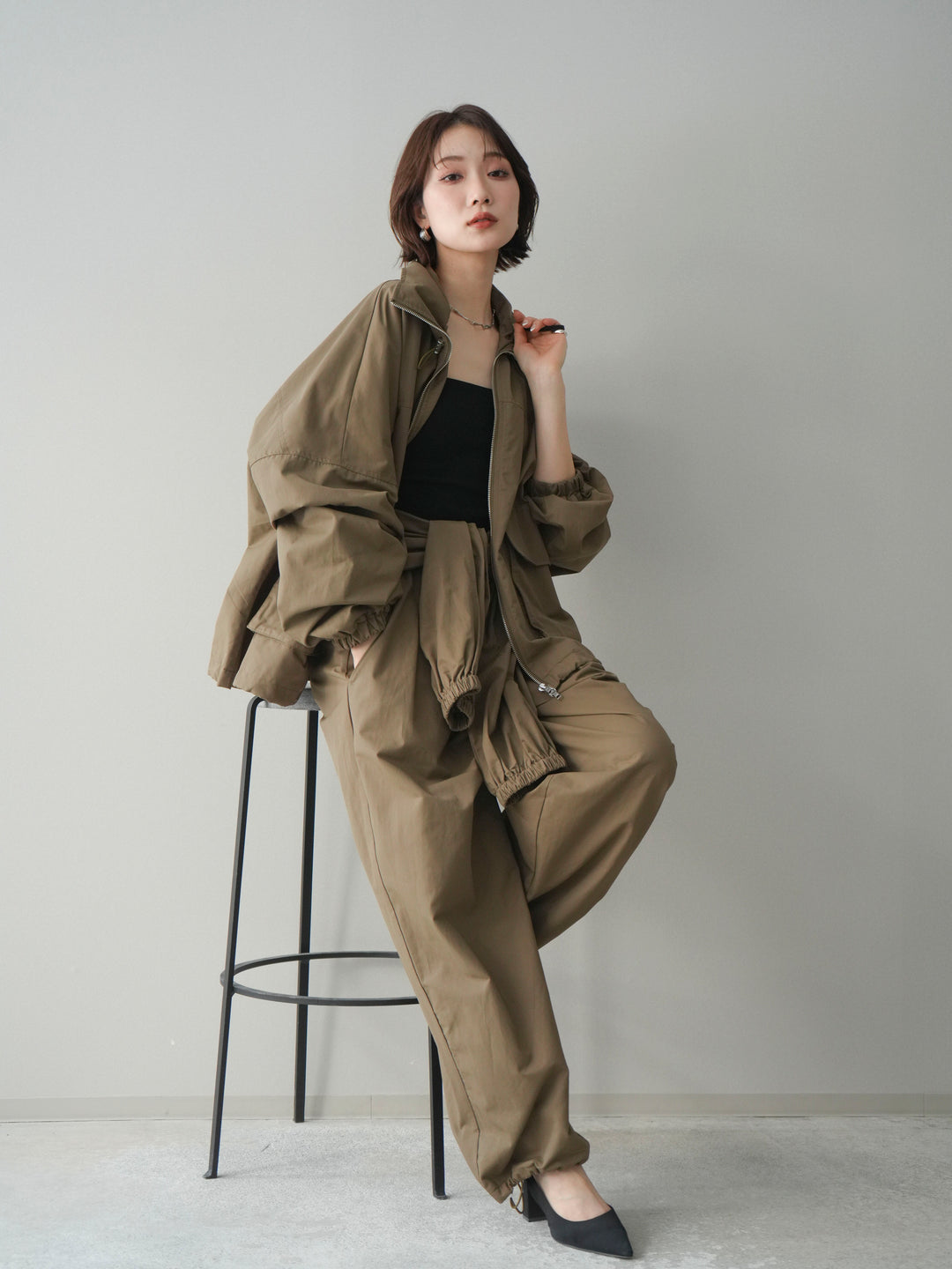 [予約]ビッグポケットコットンナイロンジップブルゾン/brown