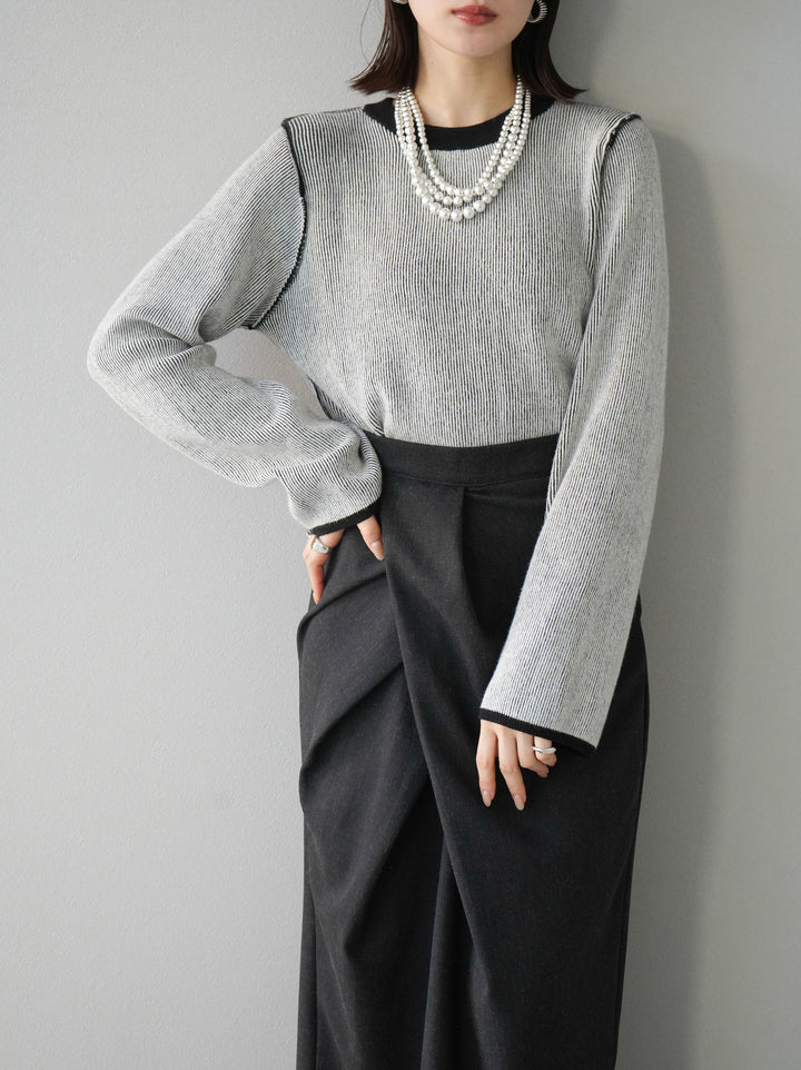 [套裝] 雙面配色羅紋針織套頭衫 + 可選飾品套裝（2 套）