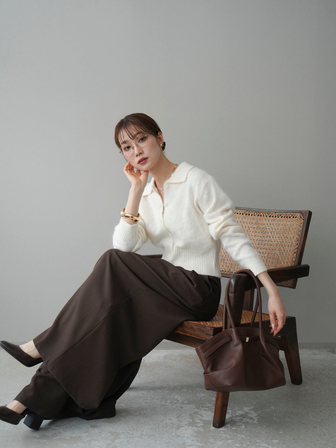 [SET]モヘア衿付きボタンプルオーバー+モヘア衿付きボタンプルオーバー(2set)