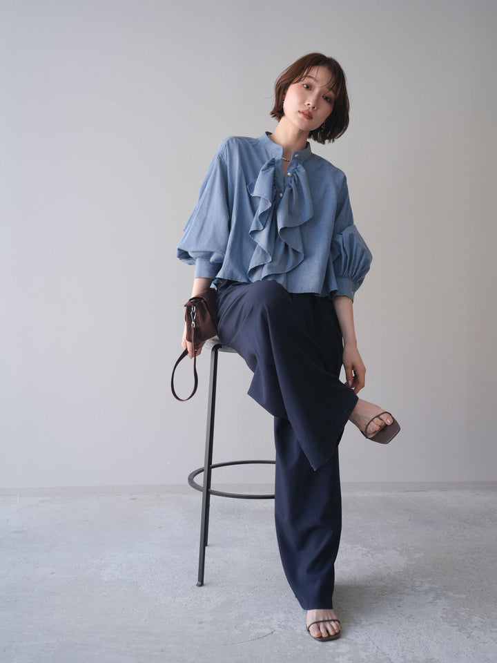 [SET]ラッフルフレアショートブラウス+ラッフルフレアショートブラウス(2set)