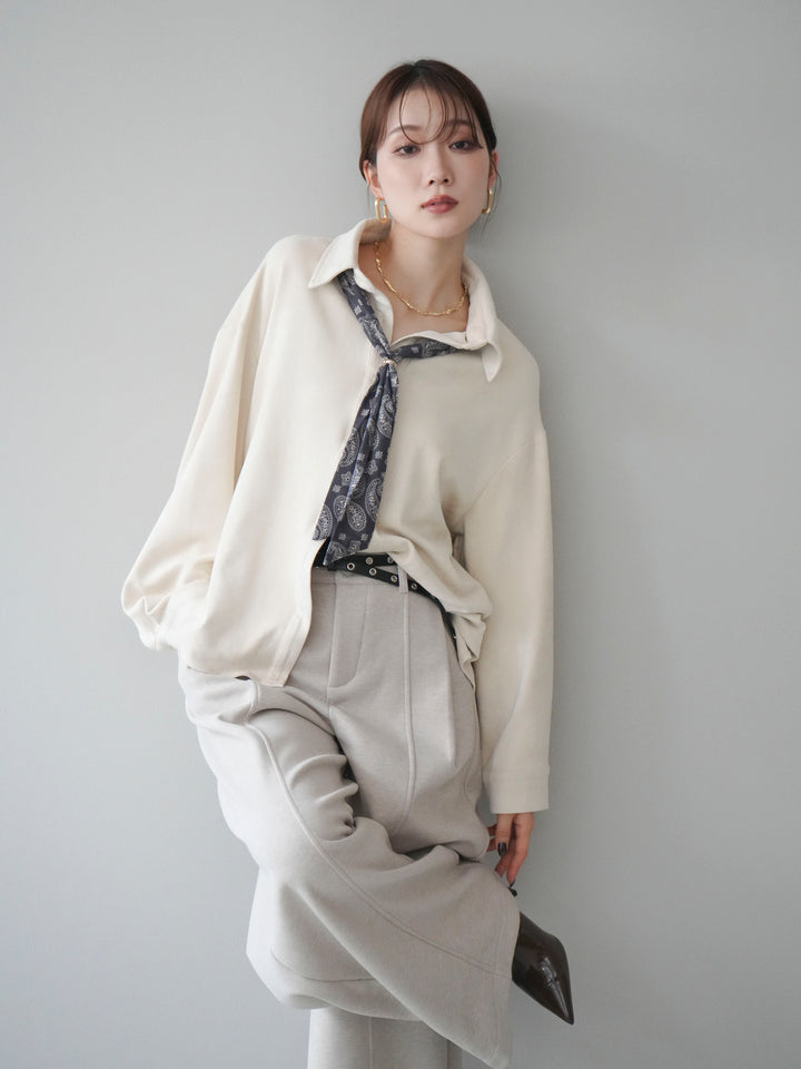 [予約]スカーフ付きスエードシャツ/ivory