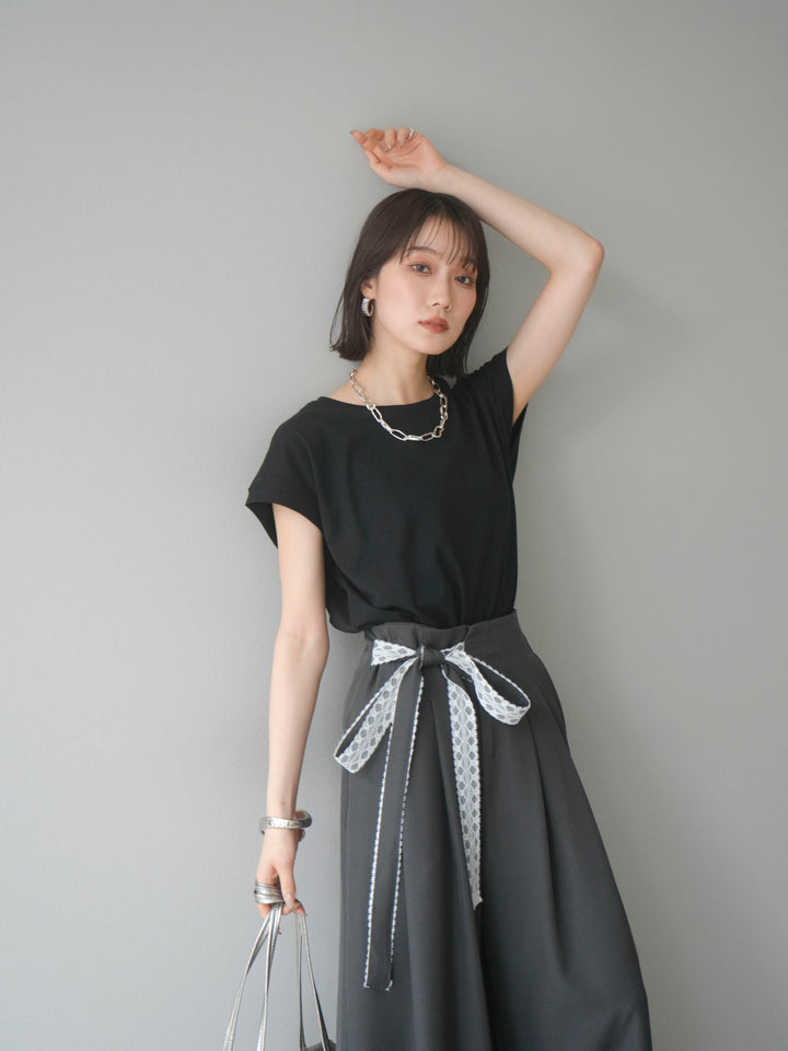 【預購】法式袖T卹/黑色