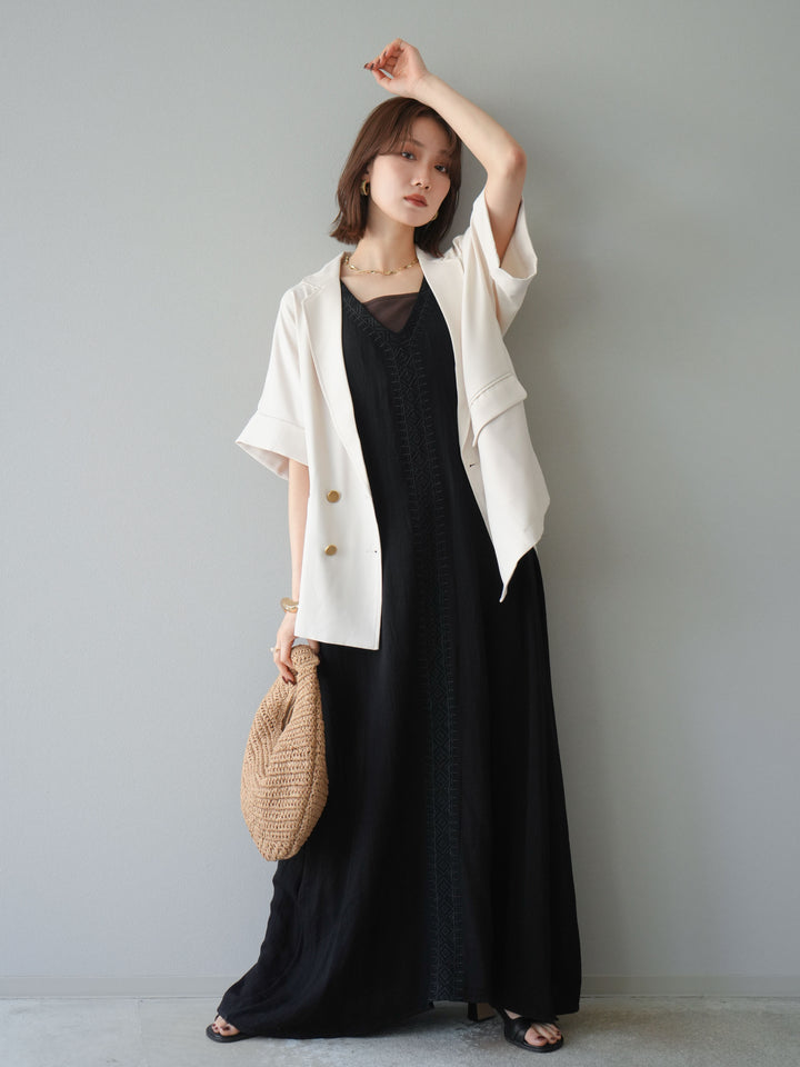 [予約]ゴールドボタンハーフジャケット/アイボリー