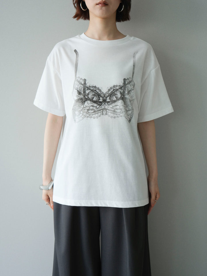 [予約]レースモチーフプリントTEE/off
