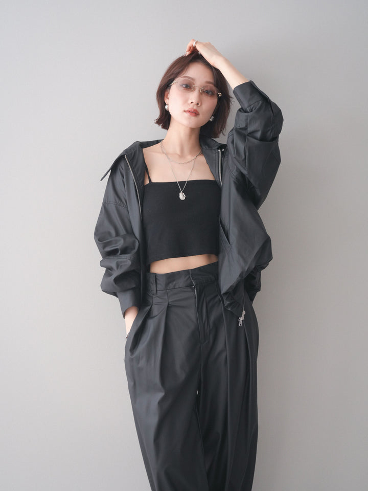 [予約]ウォッシャブルフェイクレザーバルーンジャケット/black