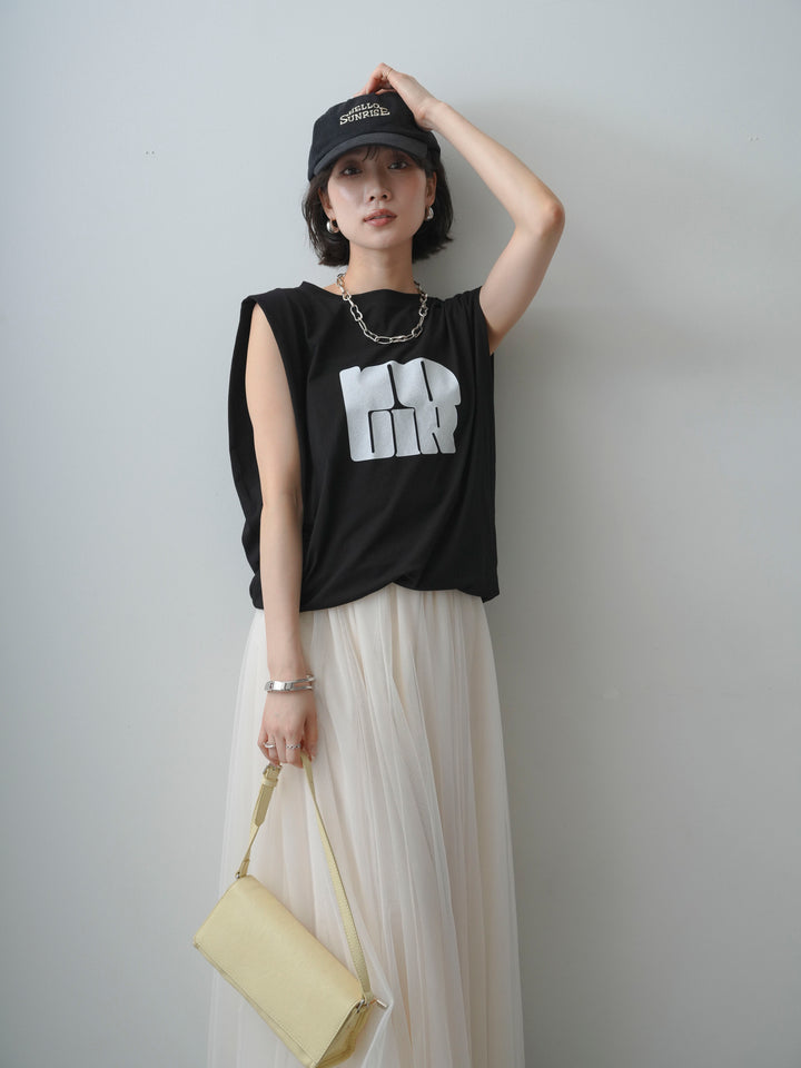 [先行販売！]ショルダータックノースリーブオーバーTEE+ショルダータックノースリーブオーバーTEE(2set)