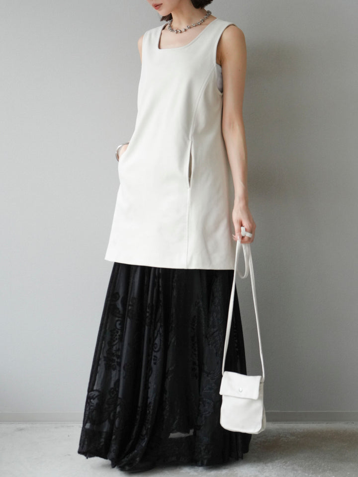 [予約]アンティーク柄フロッキーマキシスカート/ブラック