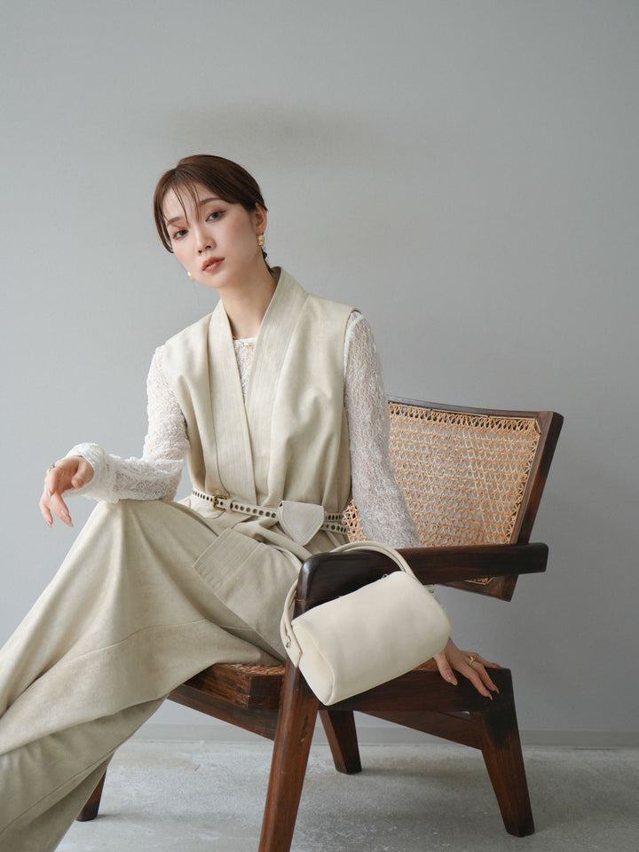 [SET]ポーチベルト付スウェードジレ×パンツSET UP(2set)