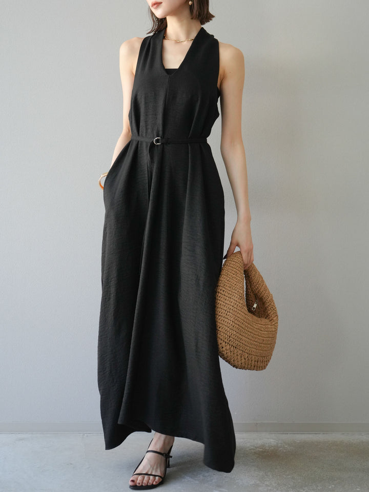 【預購】環形設計不均勻染色洋裝/黑色