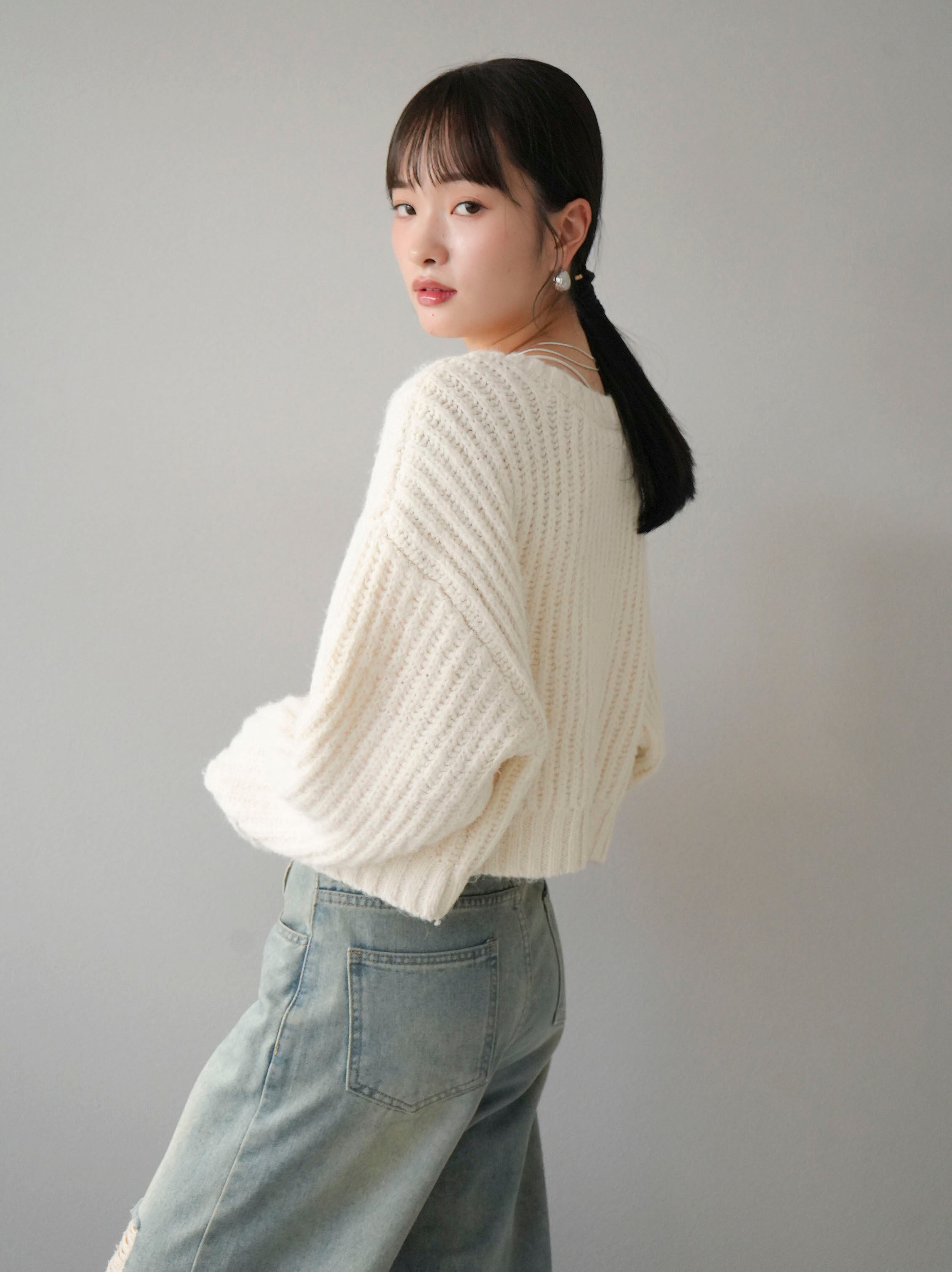 予約]あぜ編みローゲージニットカーディガン/オフ – Lumier