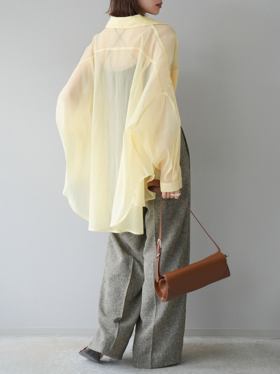 [予約]ミックスツイードタックパンツ/ブラウン