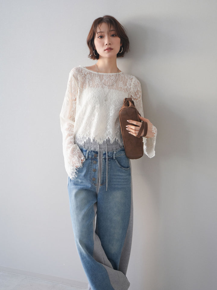 [SET]2WAYスリーブレーストップス+2WAYスリーブレーストップス(2set)