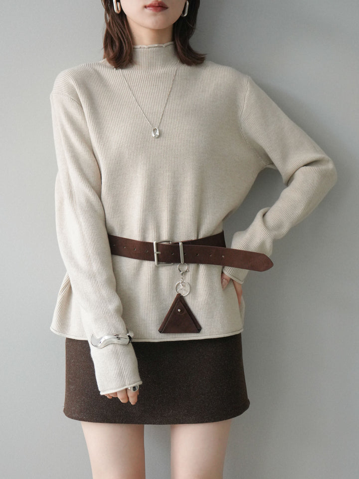 [SET]ボトルネック裾カールリブニットトップス+ボトルネック裾カールリブニットトップス(2set)