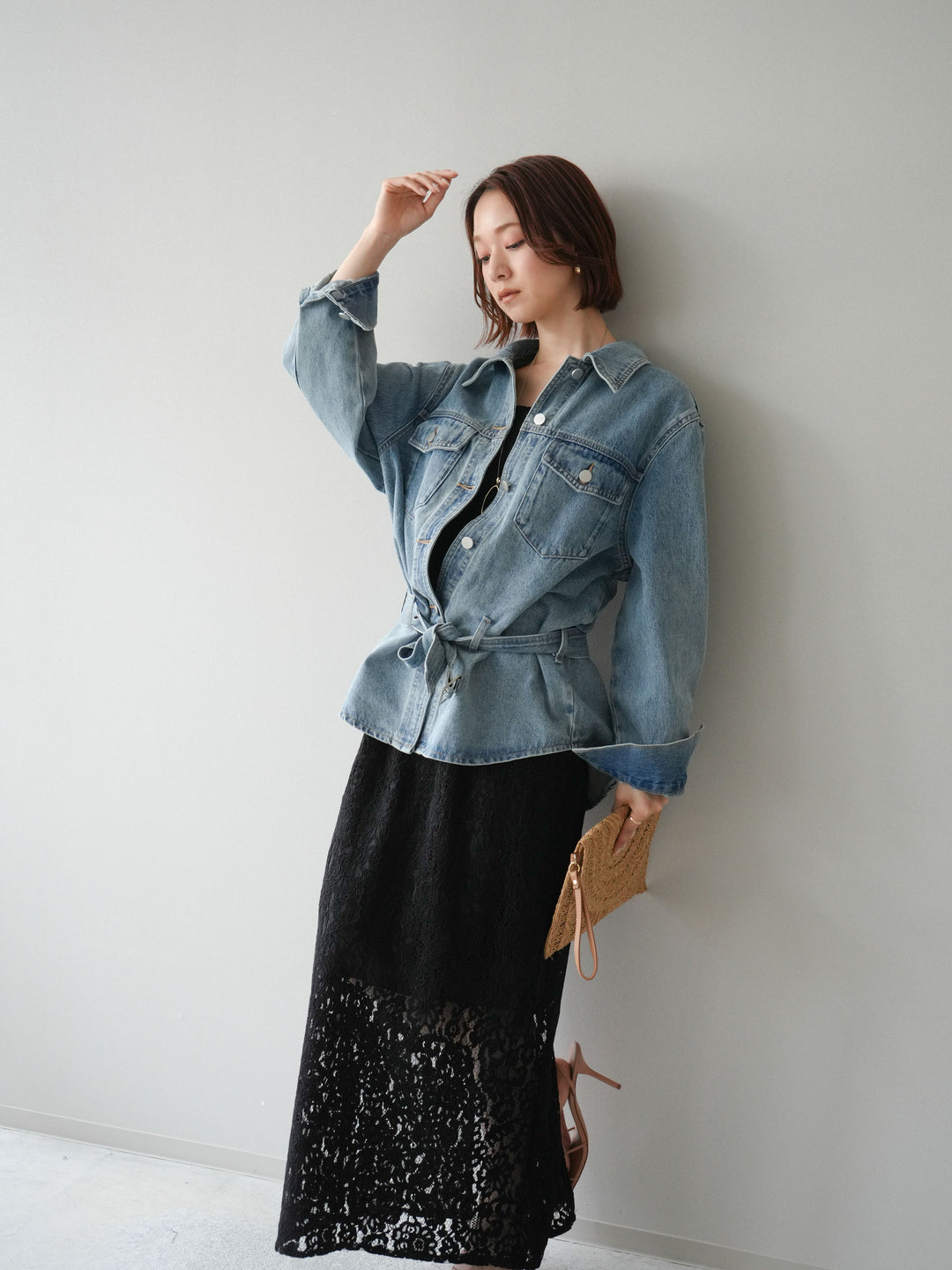 [SET]フルレースキャミ＆IラインスカートSET UP