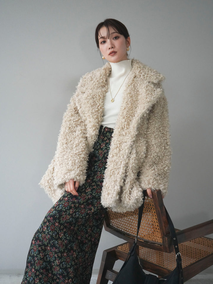 [予約]プードルファーダブルミドルコート/ivory