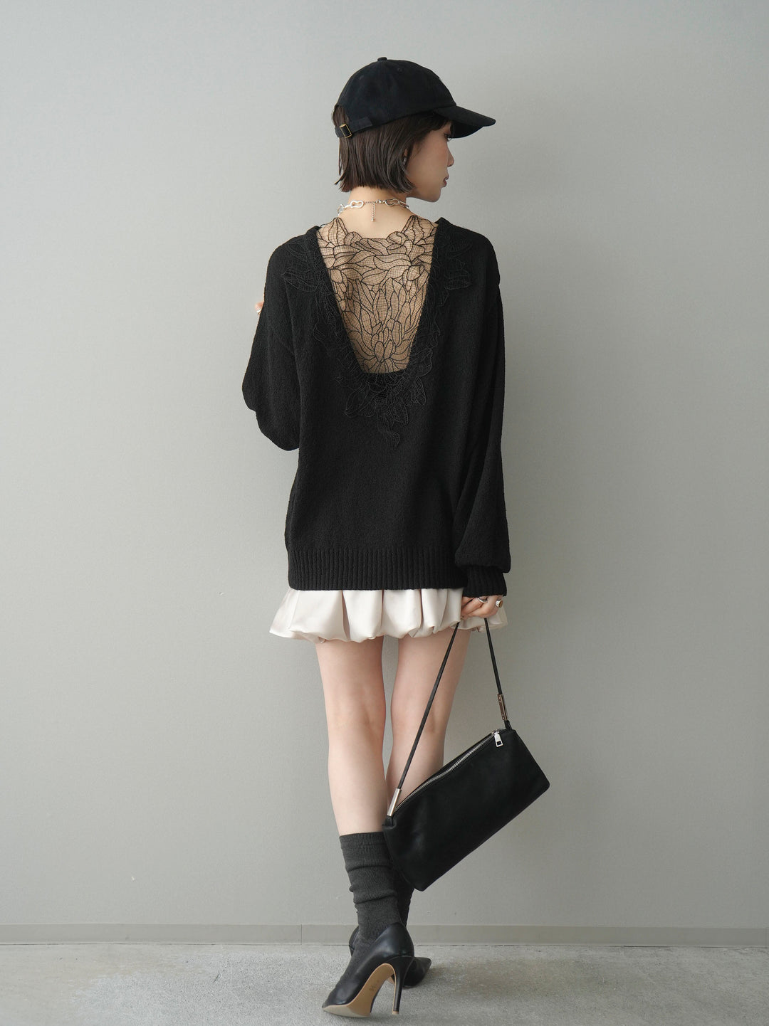 [予約]サテンバルーンミニスカート/ivory