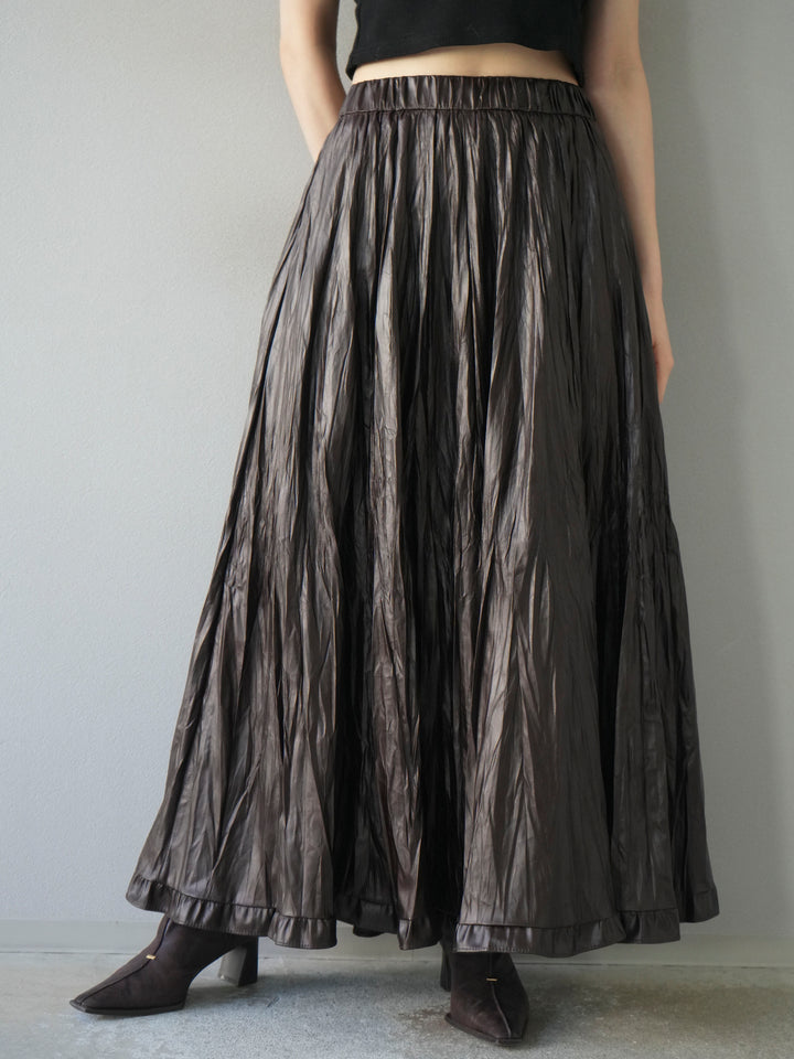 [予約]レザーワッシャーフリルスカート/brown